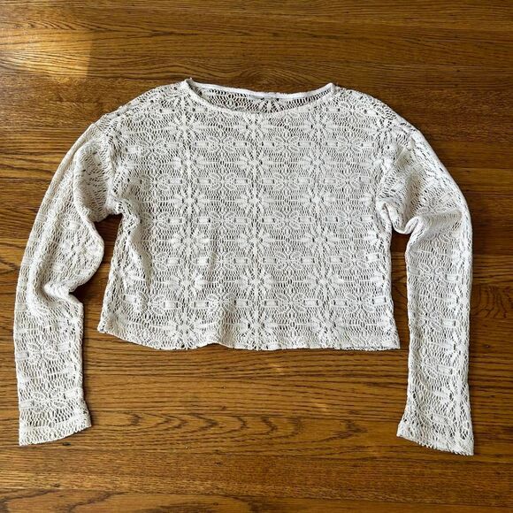 Source Unknown Tops - White Crochet Blouse- Boho Blouse